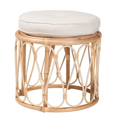 Bali & Pari Hachiro Bohemian Natural Rattan Ottoman Footstool 244-13668-ZORO